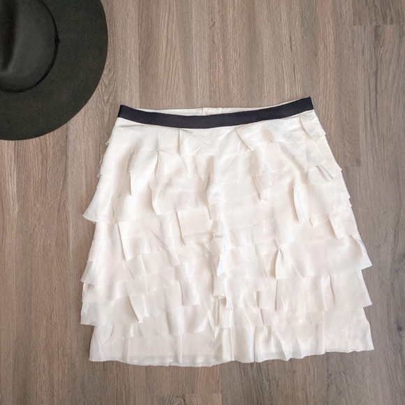 Club Monaco White Tiered Silk Mini Skirt Size 8